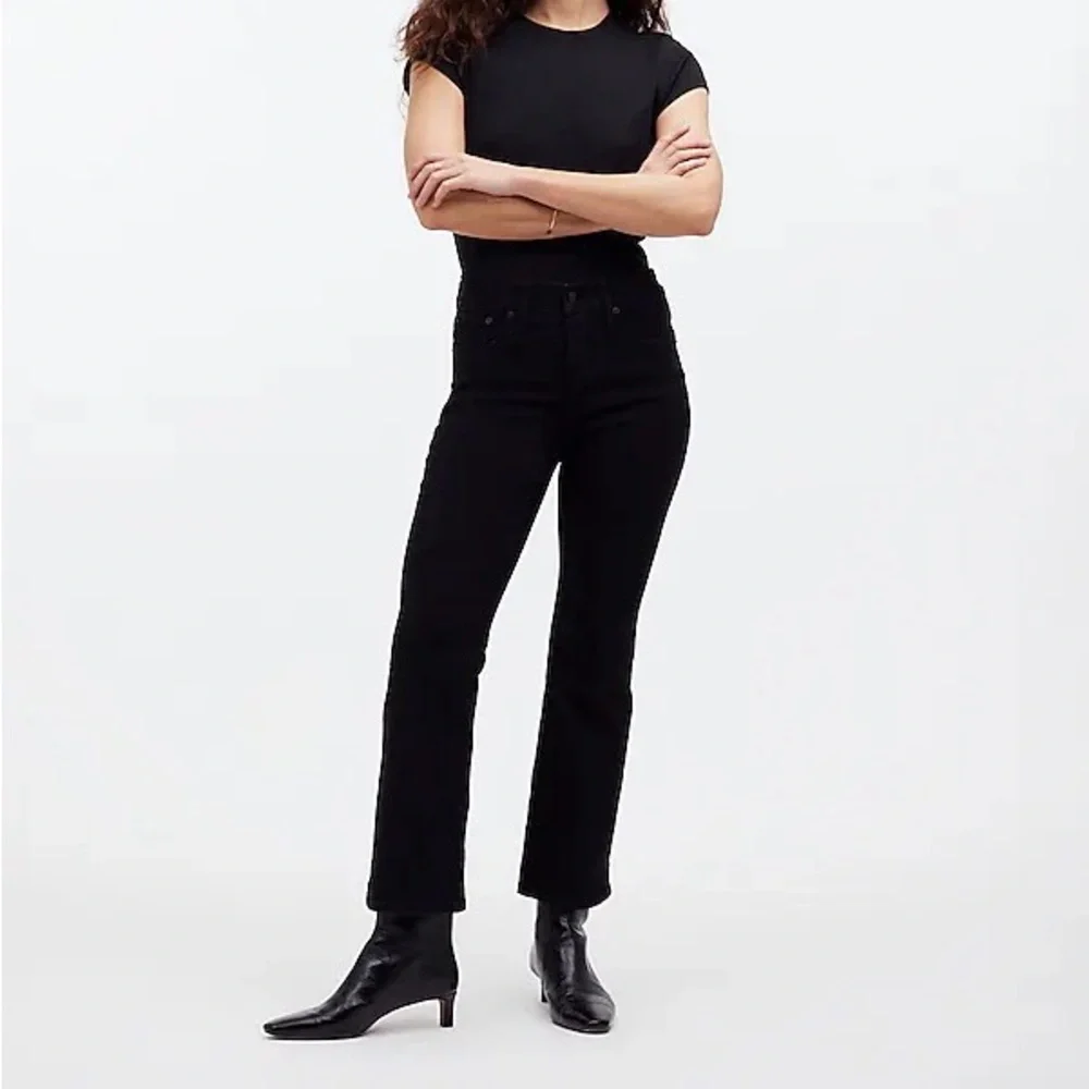 Madewell Kick Out Crop Black Jeans Size 28 - Picture 2 of 6